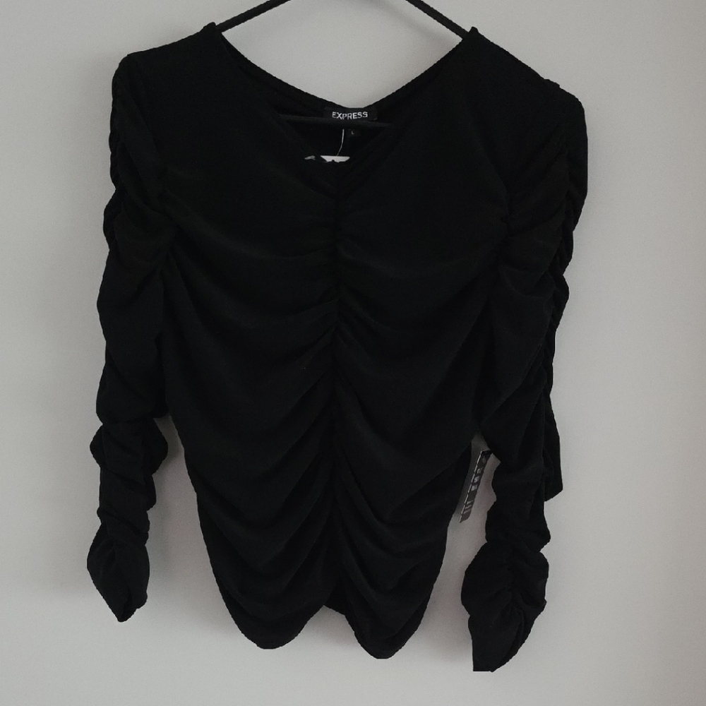 Express Women's Black Ruched Top